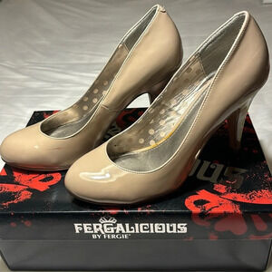 Fergalicious by Fergie Women’s 7.5 M Sammi Pumps Beige Faux Leather Stiletto